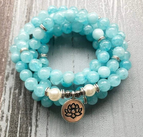 Bracelet Amazon 8 mm avec pendentif œil de Bouddha 108 lotus m3331231
