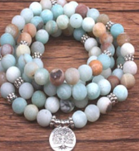 Bracelet Amazon 8 mm avec pendentif œil de Bouddha 108 lotus m3331231
