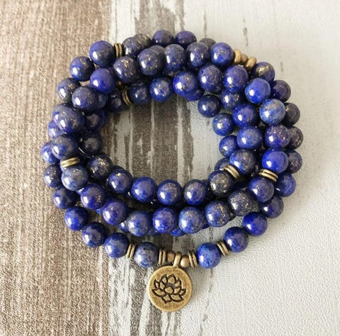 Bracelet Amazon 8 mm avec pendentif œil de Bouddha 108 lotus m3331231