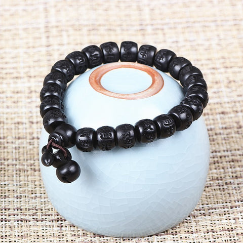 Bracelet en perles de bouddha en jujube naturel de style ethnique, bijoux en bois m3331238