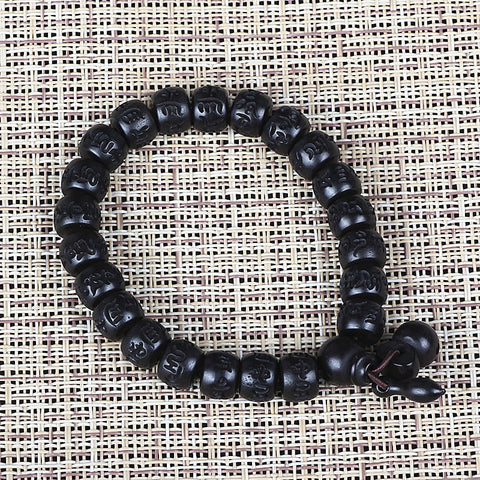 Bracelet en perles de bouddha en jujube naturel de style ethnique, bijoux en bois m3331238