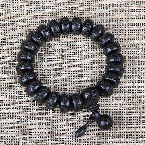 Bracelet en perles de bouddha en jujube naturel de style ethnique, bijoux en bois m3331238