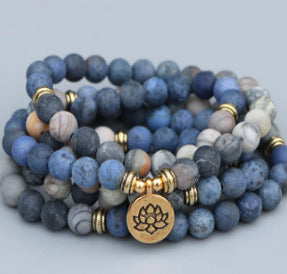 Bracelet Amazon 8 mm avec pendentif œil de Bouddha 108 lotus m3331231