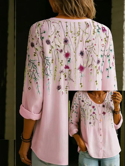 Haut cardigan à boucle et manches longues pour femmes, imprimé floral numérique 3D m302703
