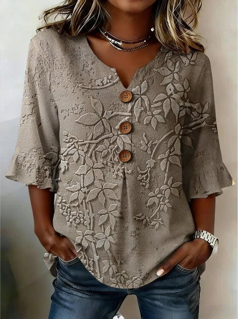 Haut cardigan à boucle et manches longues pour femmes, imprimé floral numérique 3D m302703