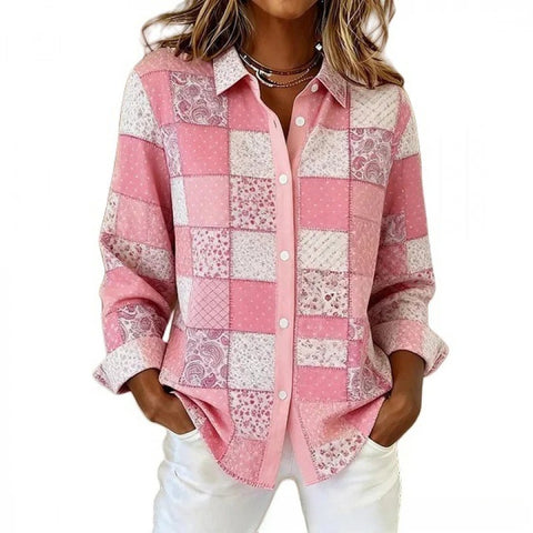 Chemise florale pour femme, imprimé floral numérique 3D, rose frais et doux, haut polyvalent m302217