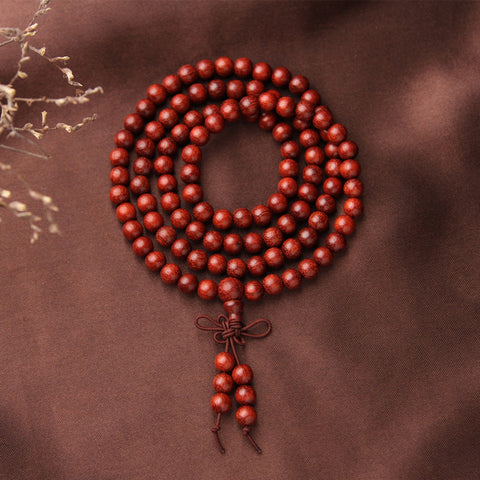 Bracelet en bois de santal rouge lobulaire à haute densité, 108 perles de Bouddha en bois de santal sanguin de Zambie à grain lisse et à haute teneur en huile, m3331319 