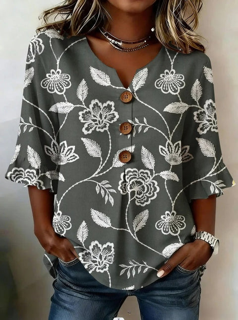 Haut cardigan à boucle et manches longues pour femmes, imprimé floral numérique 3D m302703