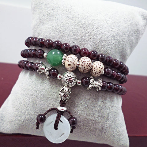Bracelet en pierre naturelle et cristal pour femme, pierre Wangfu, agate, grenat, m3331298 