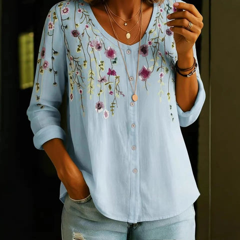 Haut cardigan à boucle et manches longues pour femmes, imprimé floral numérique 3D m302703