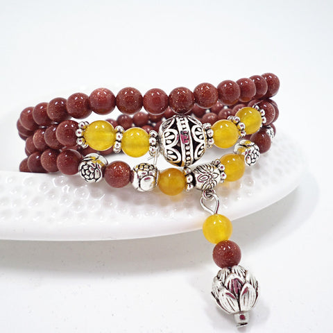Bracelet en pierre naturelle et cristal pour femme, pierre Wangfu, agate, grenat, m3331298 
