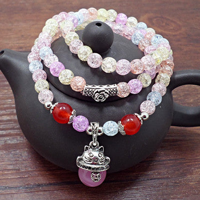 Bracelet en pierre naturelle et cristal pour femme, pierre Wangfu, agate, grenat, m3331298 