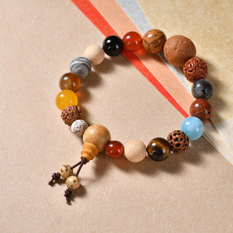 Bracelet à dix-huit graines Duobao Bodhi pierre rouge providence perles de Bouddha à dix-huit fils m3331279 