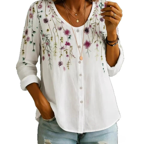 Haut cardigan à boucle et manches longues pour femmes, imprimé floral numérique 3D m302703