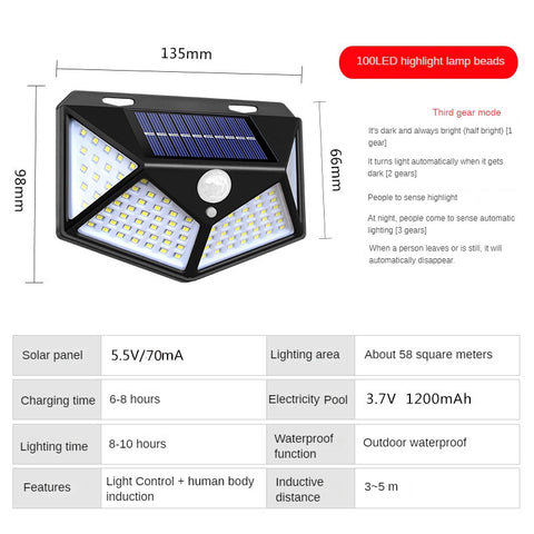Nouvelles lampes de jardin solaires lampe à induction lampe murale domestique étanche lampe à LED très brillante m3330916