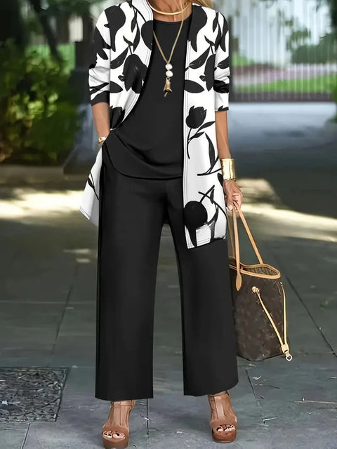 3D printed 3-piece cardigan + vest + trousers fashionable wear m302849