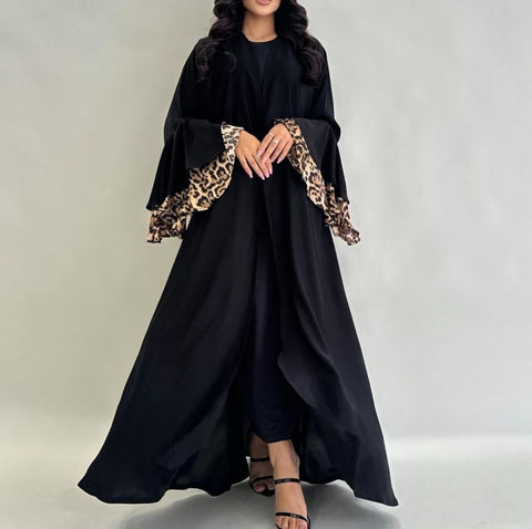 Nouvelle robe à imprimé léopard, jupe longue, cardigan m301185 