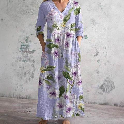 Robe décontractée d'été ample à manches longues imprimée en 3D m301729
