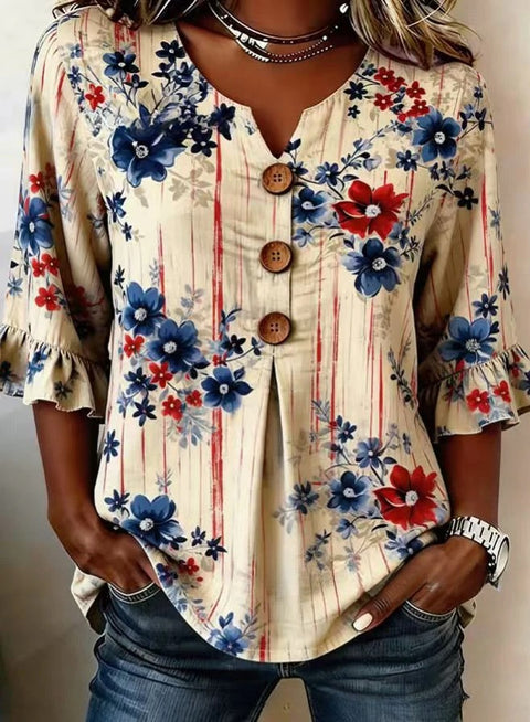 Haut cardigan à boucle et manches longues pour femmes, imprimé floral numérique 3D m302703