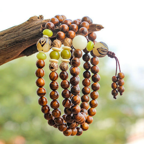 Bracelet en bois authentique Hainan Huanghuali 108 pièces, bracelet en bois m3331232
