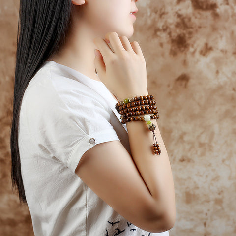Bracelet en bois authentique Hainan Huanghuali 108 pièces, bracelet en bois m3331232