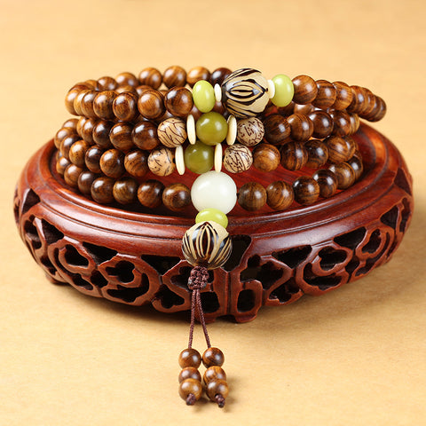 Bracelet en bois authentique Hainan Huanghuali 108 pièces, bracelet en bois m3331232