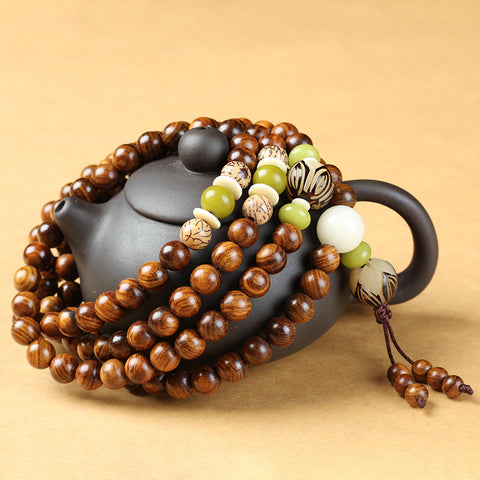 Bracelet en bois authentique Hainan Huanghuali 108 pièces, bracelet en bois m3331232