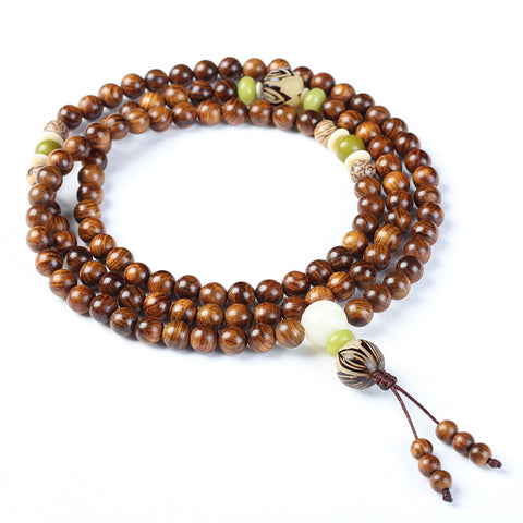 Bracelet en bois authentique Hainan Huanghuali 108 pièces, bracelet en bois m3331232