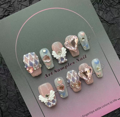 Autocollant pour ongles en forme d'ailes d'ange, fait à la main, m3331212