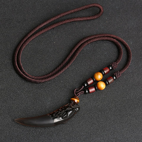 Pendentif dent de loup, collier couple en obsidienne de glace naturelle, bijoux en cristal m3331247