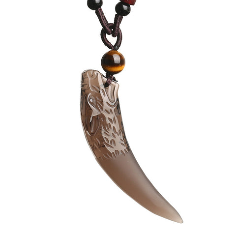 Pendentif dent de loup, collier couple en obsidienne de glace naturelle, bijoux en cristal m3331247