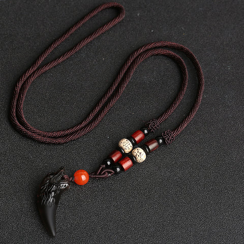 Pendentif dent de loup, collier couple en obsidienne de glace naturelle, bijoux en cristal m3331247