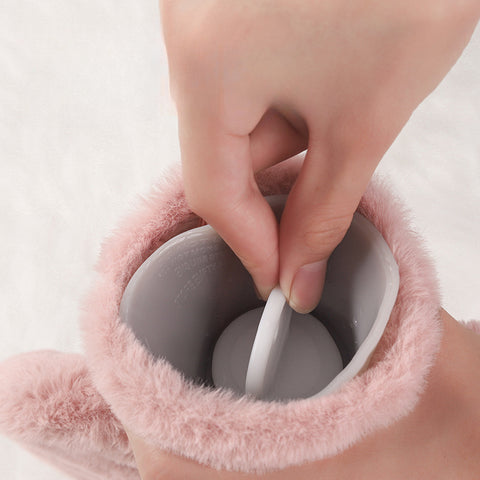 Bouillotte en poils de lapin synthétiques avec sac à eau chaude pour une chaleur durable Chauffe-mains en PVC m3330672 
