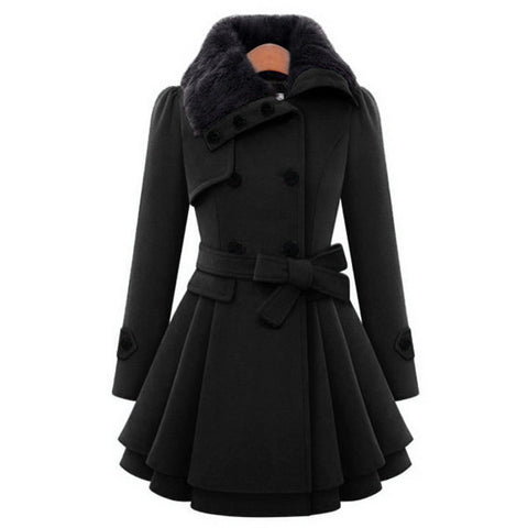 Vêtements pour femmes, veste longue en laine ajustée, trench-coat croisé en laine pour femmes m300531 