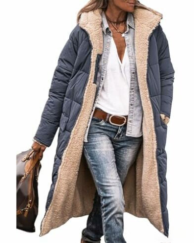 Solid color hooded cotton clothes long sleeves double-sided wear slim temperament cardigan jacket top m300612