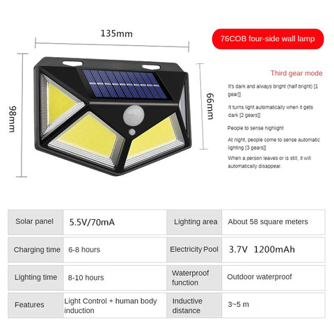 Nouvelles lampes de jardin solaires lampe à induction lampe murale domestique étanche lampe à LED très brillante m3330916