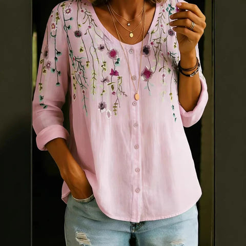 Haut cardigan à boucle et manches longues pour femmes, imprimé floral numérique 3D m302703