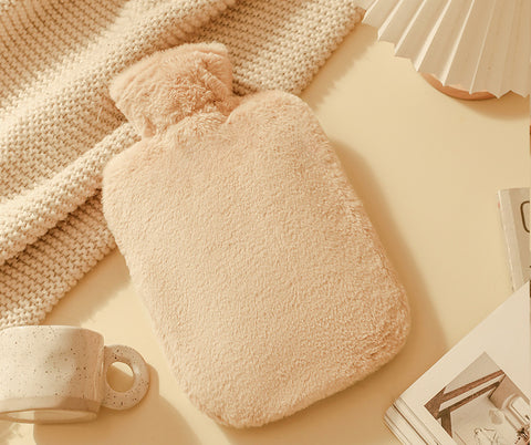 Bouillotte en poils de lapin synthétiques avec sac à eau chaude pour une chaleur durable Chauffe-mains en PVC m3330672 