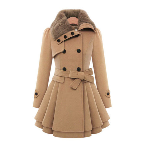 Vêtements pour femmes, veste longue en laine ajustée, trench-coat croisé en laine pour femmes m300531 