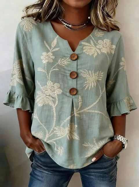 Haut cardigan à boucle et manches longues pour femmes, imprimé floral numérique 3D m302703