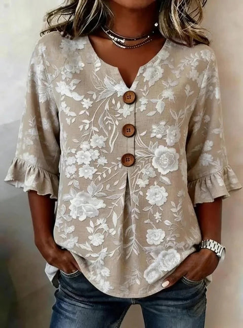 Haut cardigan à boucle et manches longues pour femmes, imprimé floral numérique 3D m302703