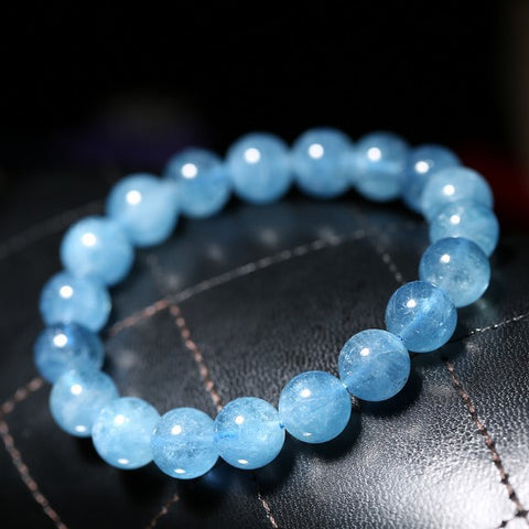 Bracelet en aigue-marine naturelle brésilienne avec perles en cristal de glace et cercle unique, bijoux m3331240