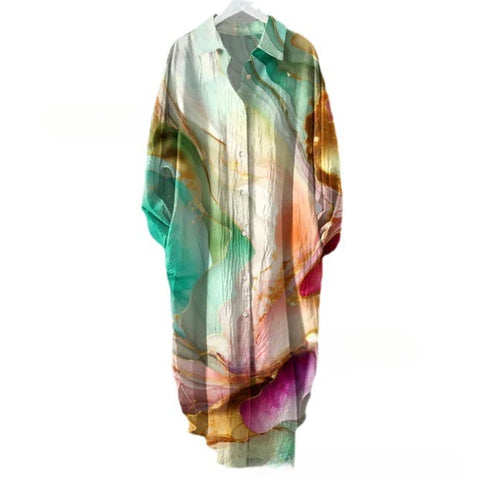 Chemise mi-longue décontractée à revers ample pour femme m301282 