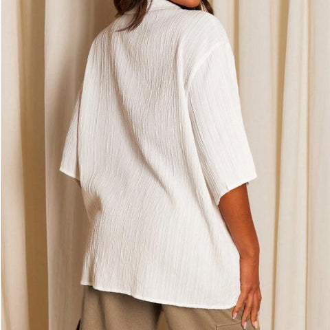 Cardigan ample et décontracté à boutons, chemise à manches mi-longues m301489 