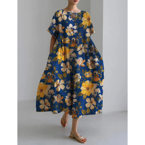 Robe en lin à manches courtes pour femme Linglong M300183 