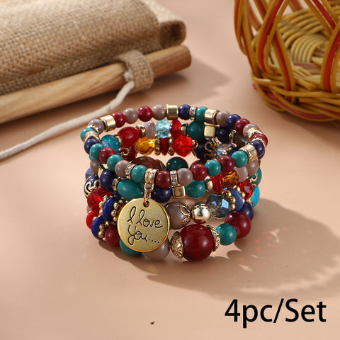 Neues böhmisches Armband, kreatives Quasten-Mehrschicht-Perlenarmband m3331286