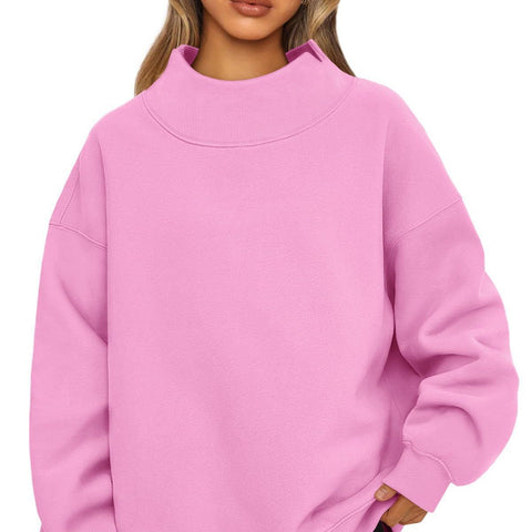 Damen Sweatshirt Langarm Rollkragen Pullover Sweatshirt Casual Sweatshirt Fleece Oberteil Damen M302142