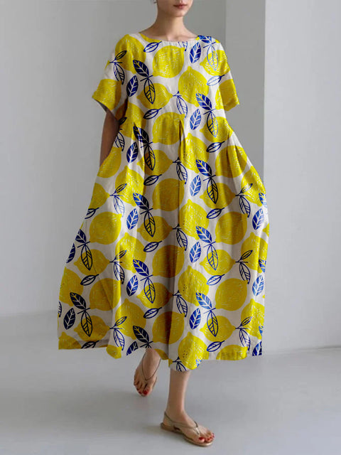 Robe en lin à manches courtes pour femme Linglong M300183 