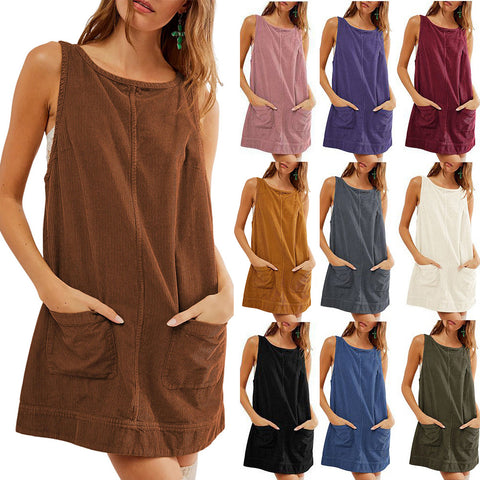 Robe gilet sans manches en velours côtelé m300965 