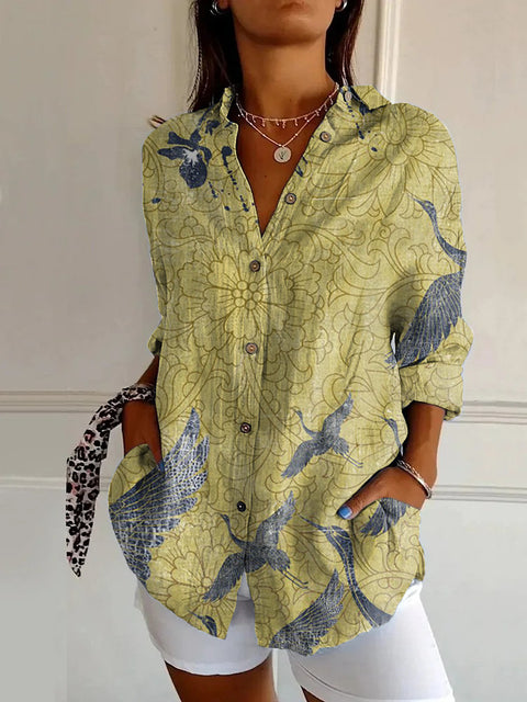 Chemise à manches longues tendance été, motif floral imprimé 3D, chemise m301226 